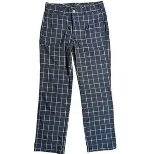 Bonobos Maide Mens Golf Pants Navy Blue Check Zippered Ankle Straight Size  30x30